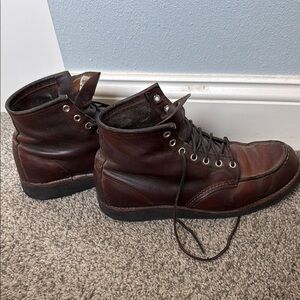 Used Red Wing Men's Moc Toe Brown Leather Boots Size 9.5